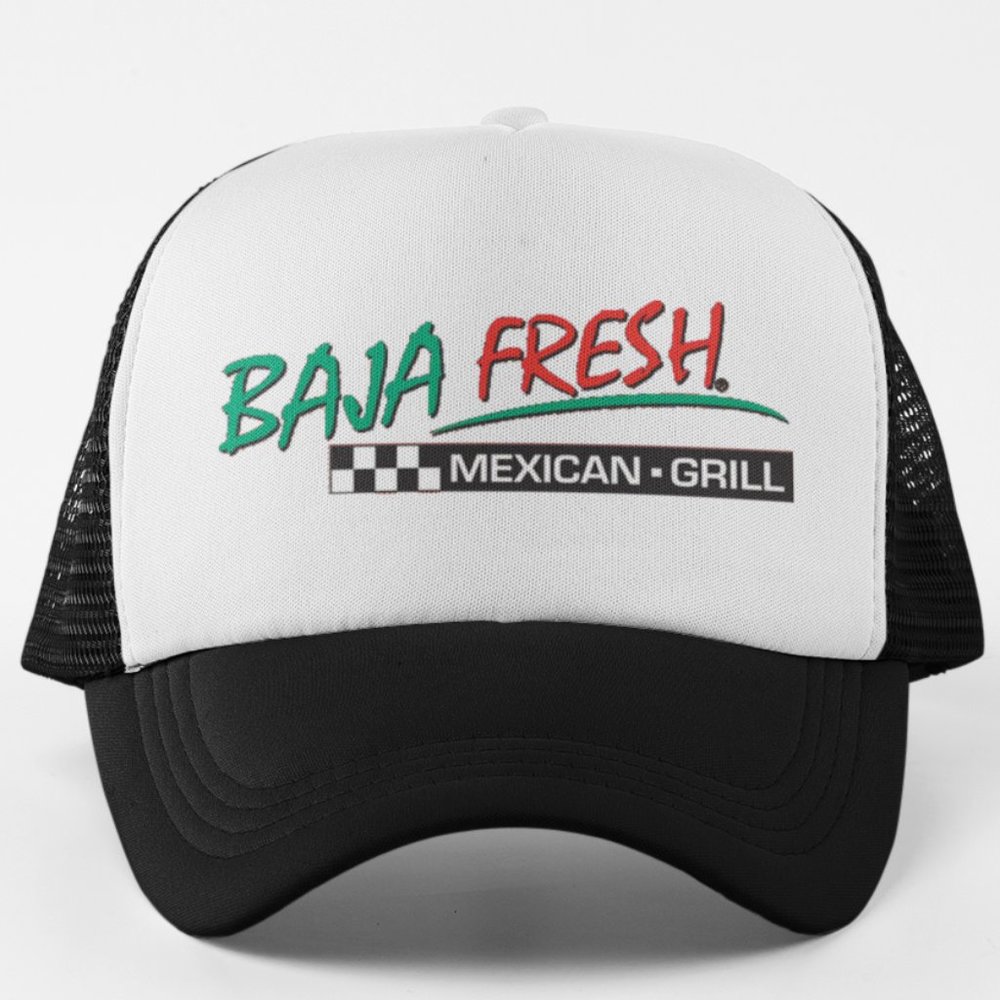 NEW Baja Fresh Mexican Grill Foam Trucker Mesh Snapback Hat 2-TONE BLACK